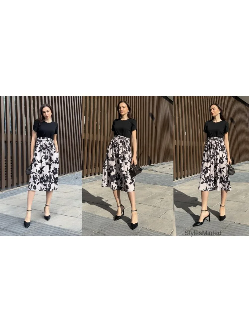 Floral Midi Dress with Pockets Short Sleeve Casual Summer